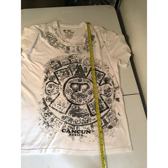 MAYAN VILLAGE -MENS WHITE ORGANIC COTTON V-NECK SHORT SLEEVE T-SHIRT SIZE LARGE - Picture 6 of 6